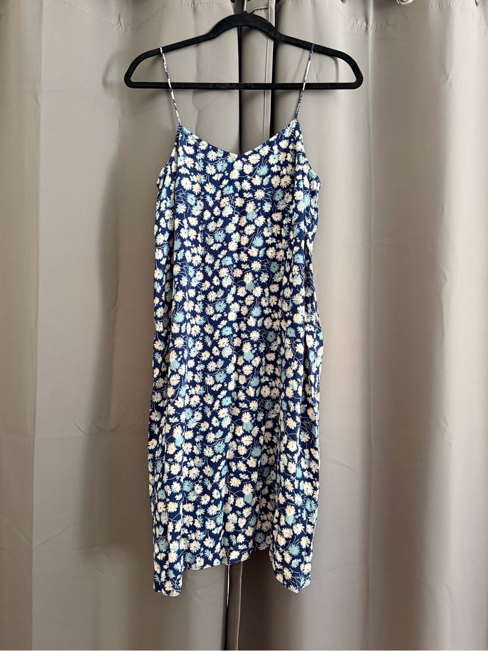 Madewell Navy Slip Dress with White Daisy Print
